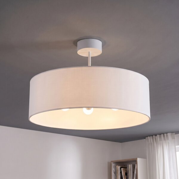 Plafonnier à faible éblouissement 3x E27 Ø 50 cm Blanc Abat-jour en tissu