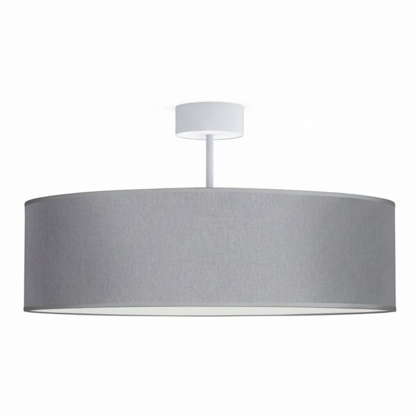 Plafonnier Tissu Ø 50 cm rond pour 3x E27 Gris Moderne