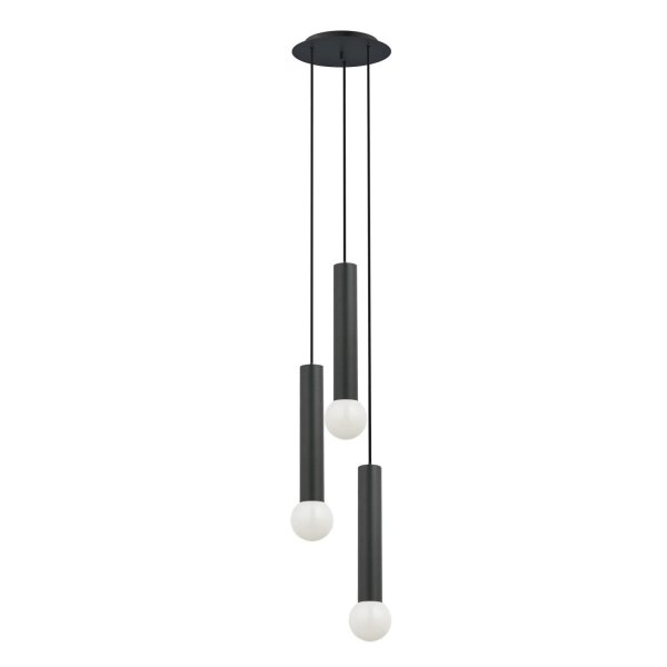 Suspension 3 flammes Noir E27 Métal Moderne réglable