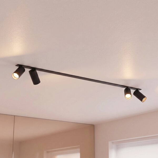 Projecteur de plafond encastré 118 cm de long 4-flamme GU10 noir