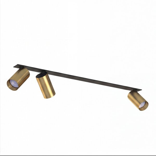 Spot de plafond encastré 70 cm de long 3-flamme GU10 noir laiton
