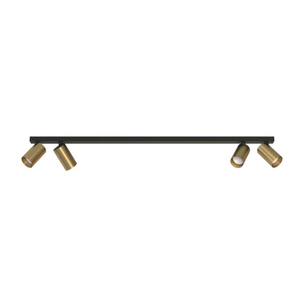 Spot de plafond orientable 118 cm de long 4x GU10 noir laiton