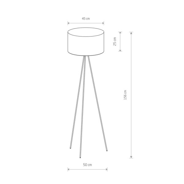 Tripod Lampadaire Blanc E27 156 cm Métal Tissu