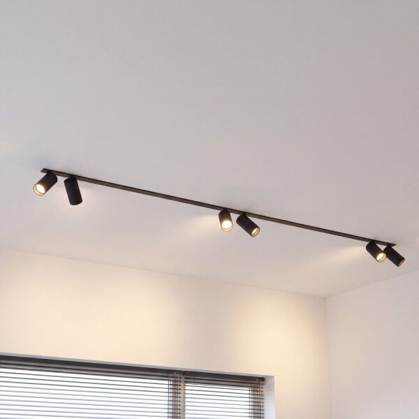 Spot de plafond encastré 2x 2m de long 6-flamme GU10 noir