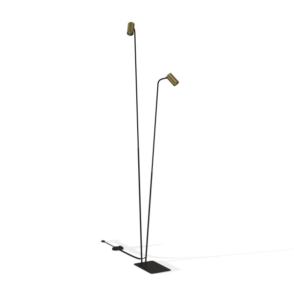 Lampadaire à 2 flammes GU10 212-216 cm en noir laiton