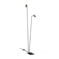 Lampadaire &agrave; 2 flammes GU10 212-216 cm en noir laiton