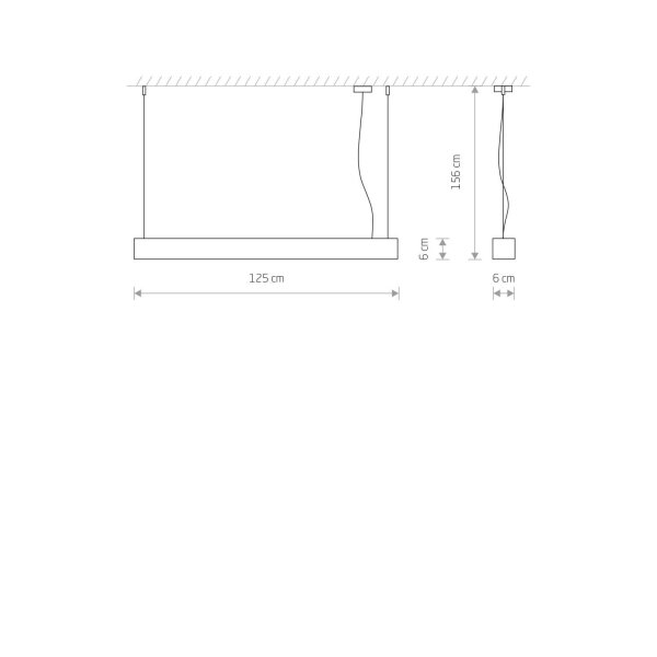 Suspension Gris T8 LED avec 3000 K blanc chaud L : 125 cm de long