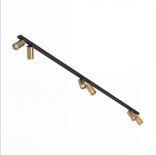 Grand spot de plafond 2 m de long 6 flammes GU10 noir laiton