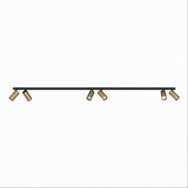 Grand spot de plafond 2 m de long 6 flammes GU10 noir laiton