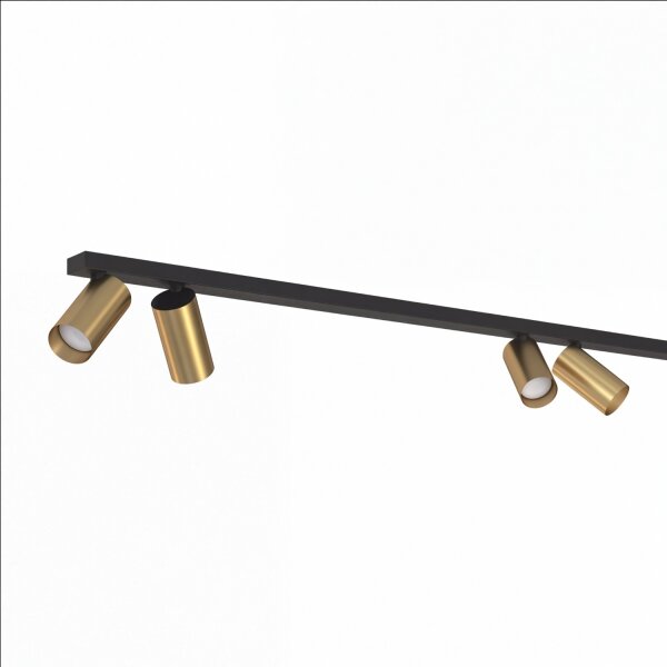 Grand spot de plafond 2 m de long 6 flammes GU10 noir laiton