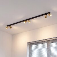 Grand spot de plafond 2 m de long 6 flammes GU10 noir laiton