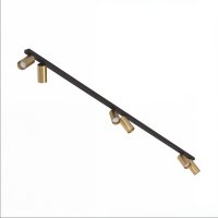 Grand spot de plafond 2 m de long 6 flammes GU10 noir laiton