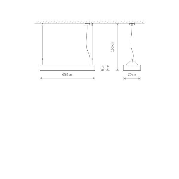 Suspension Blanc T8 LED avec 3000 K blanc chaud L : 93,5 cm long