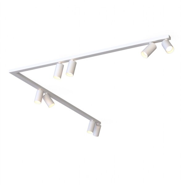 Spot de plafond 8 flammes GU10 2x 1,5 m blanc métal ajustable
