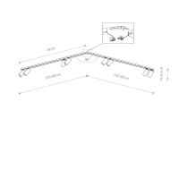 Projecteur de plafond XXL 3 m 8 flammes en noir or GU10...