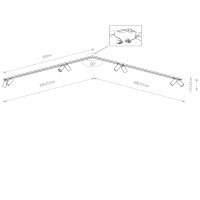 Spot de plafond grand 2x 2 m 8-flamme blanc GU10 orientable