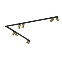 Spot de plafond 8 flammes GU10 2x 150 cm laiton m&eacute;tal