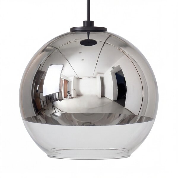 Suspension 3 flammes noir chrome E27 verre métal
