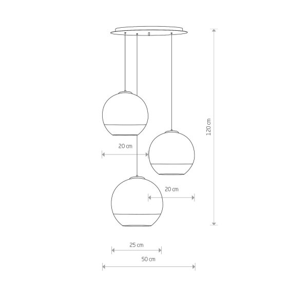Suspension 3 flammes noir chrome E27 verre métal