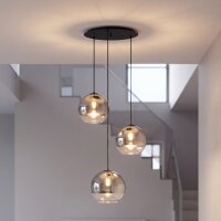 Suspension 3 flammes noir chrome E27 verre métal