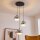 Suspension 3 flammes noir chrome E27 verre métal