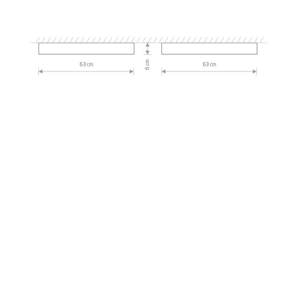 Plafonnier carré L:63 cm incl. LED T8 3000 K 1700 lm