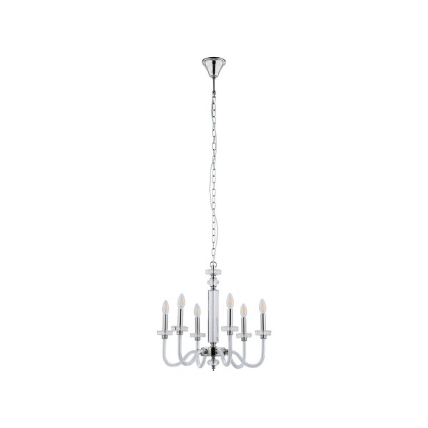 Lustre réglable jusquà 1,59 m 6 flammes E14 chrome