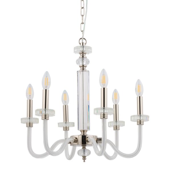 Lustre réglable jusquà 1,59 m 6 flammes E14 chrome