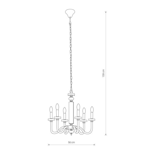 Lustre réglable jusquà 1,59 m 6 flammes E14 chrome