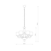 Lustre avec abat-jour 6 flammes E14 chrome blanc
