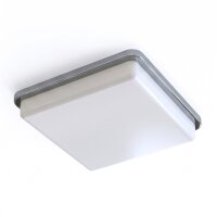 Plafonnier IP44 Chrome Blanc L : 25 cm carré 2x E27