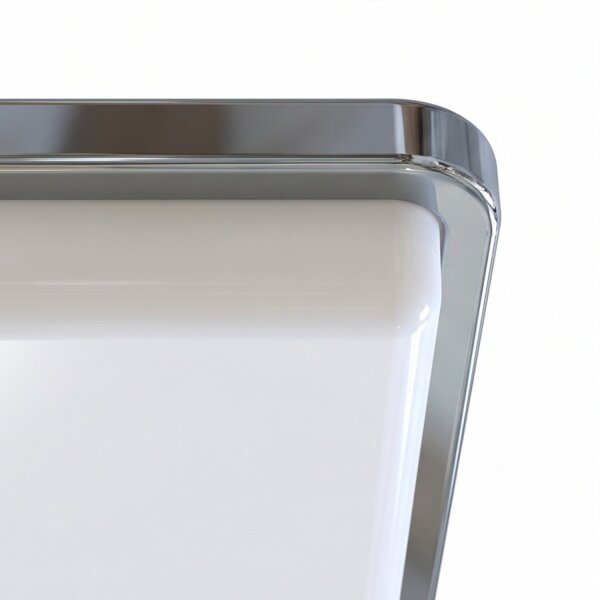 Plafonnier IP44 Chrome Blanc Carré E27 Salle de bain
