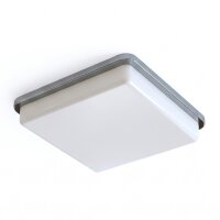 Plafonnier IP44 Chrome Blanc Carré E27 Salle de bain