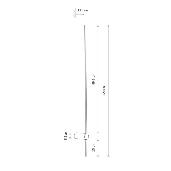 Applique LED noire H : 120 cm 3000 K 540 lm aluminium plat