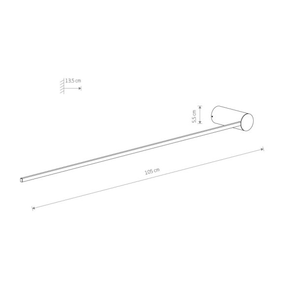 Applique murale LED noir 3000 K 520 lm aluminium 105 cm de haut