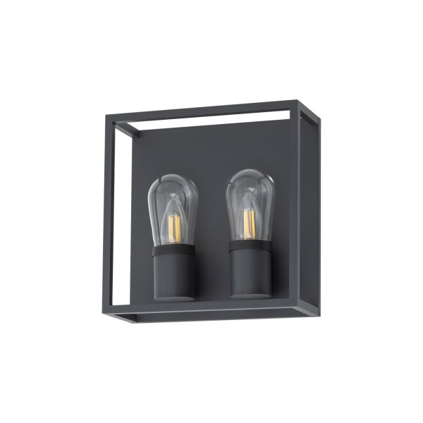 Applique extérieure 2 flammes IP54 graphite E14 verre aluminium