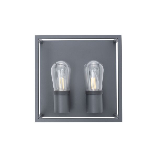 Applique extérieure 2 flammes IP54 graphite E14 verre aluminium