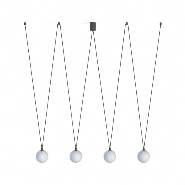 Lampe à suspendre 4 flammes G9 noir blanc réglable Abat-jour sphérique
