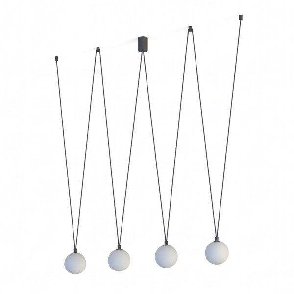 Lampe à suspendre 4 flammes G9 noir blanc réglable Abat-jour sphérique
