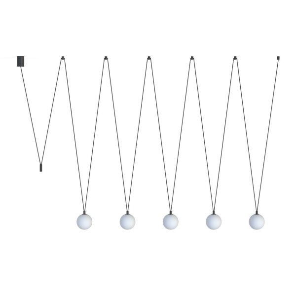 Lampe à suspendre Boule Abat-jour 5 flammes G9 Noir Blanc réglable