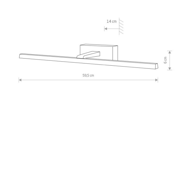 Applique murale LED blanc 59,5 cm de long 3000 K blanc chaud