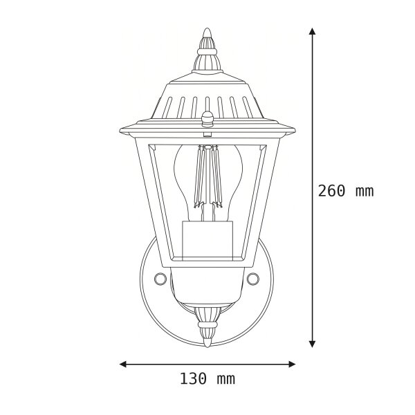 Applique murale extérieure IP44 noir E27 H : 26 cm Rustique