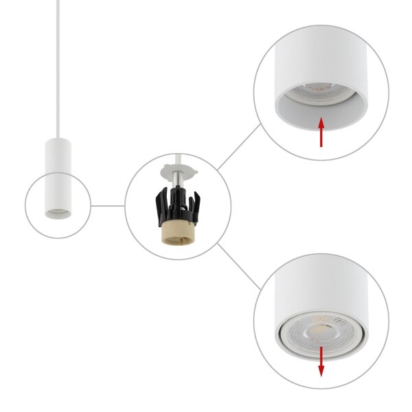 Suspension Ø 4 cm GU10 R35 Blanc Métal ajustable