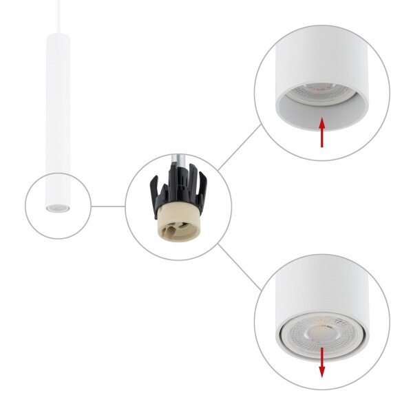 Lampe à suspendre étroite Ø 4 cm Blanc Métal GU10 R35 ROJA