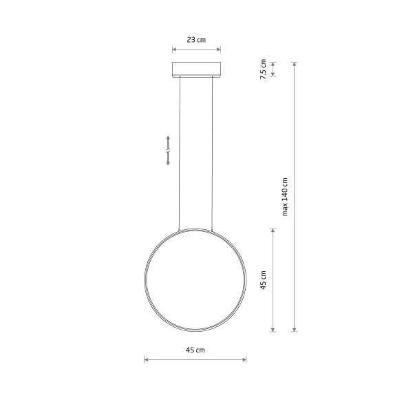 Lampe à suspendre LED Noir 3000 K 560 lm Anneau Ø 45 cm