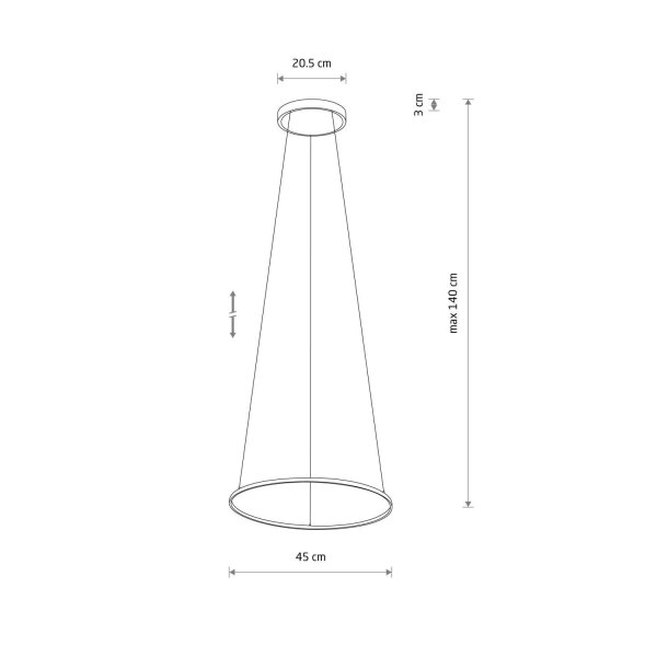 Ring Lustre LED Noir 3000 K 560 lm Ø 45 cm Métal