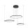 LED Lampe à suspendre XXL 3000 K 1600 lm noir métal 3 anneaux