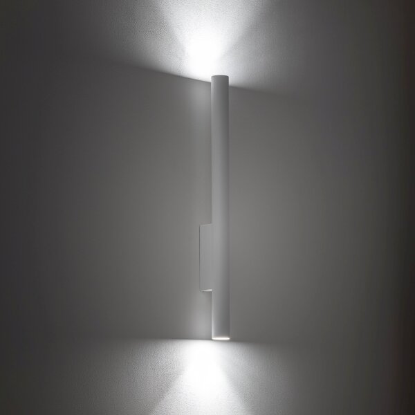 Applique murale 2 flammes GU10 R35 60 cm de haut Up Down Blanc Métal Moderne