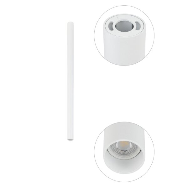 Plafonnier aluminium GU10 R35 Ø 4 cm blanc étroit