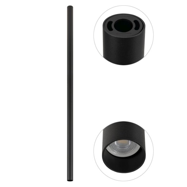 Plafonnier noir GU10 R35 Ø 4 cm H : 110 cm